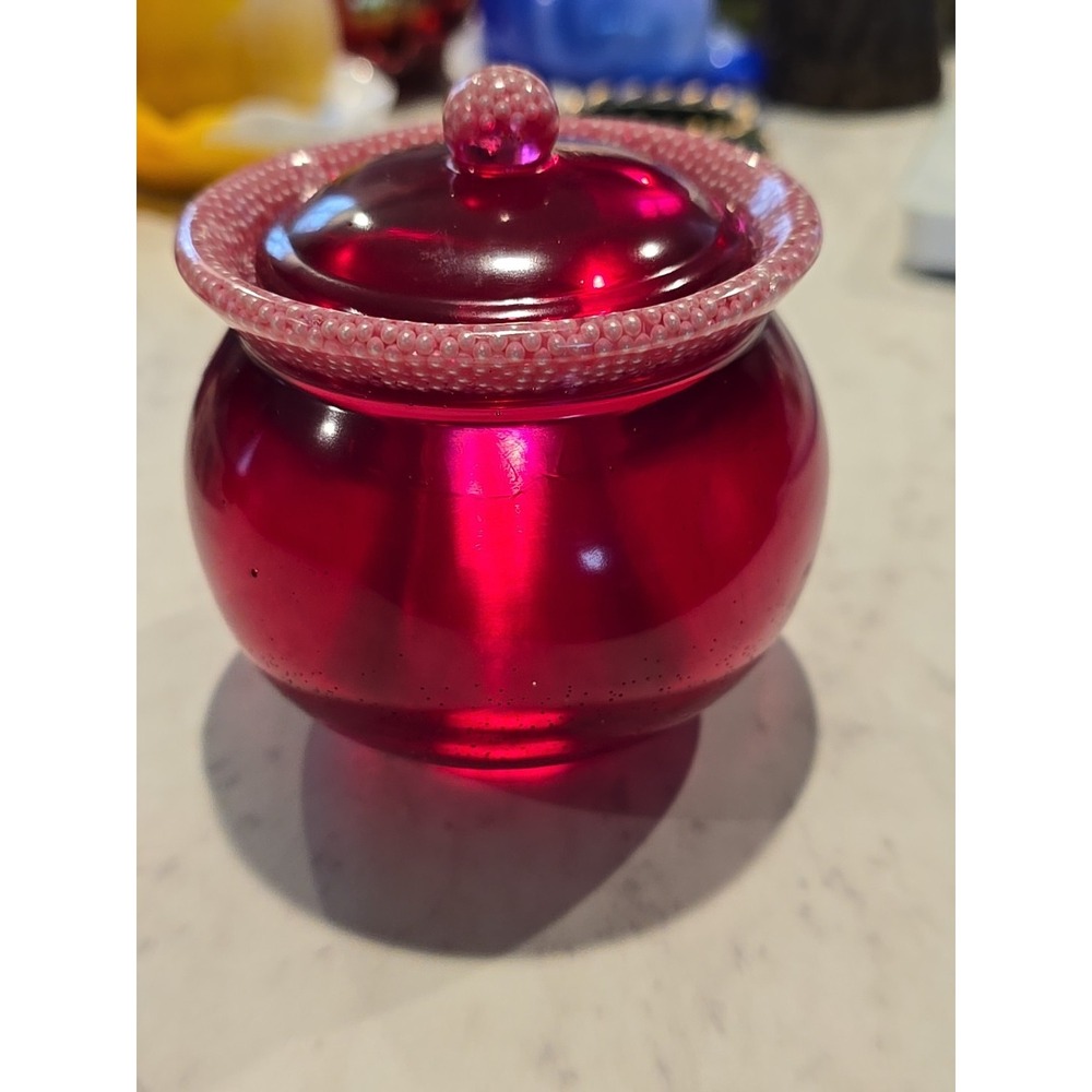 Resin Handmade Jar‎ Red White Pearls Decoration Gift.  618